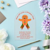 クリスマスパーティージンジャーブレッドマンカスタム アクリル招待状 (インサイチュ (ウェディング))