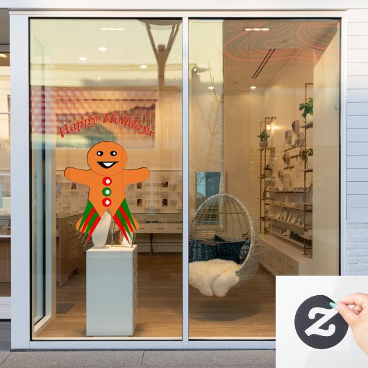 クリスマスパーティージンジャーブレッドマンカスタム ウィンドウサイン (店舗窓)