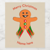 クリスマスパーティージンジャーブレッドマンボトルラベル ワインラベル (シングルラベル)