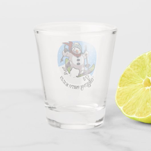 クリスマスパーティースキー雪だるまウーリーハットマンガ ショットグラス (裏面)