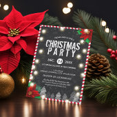 クリスマスパーティーストリングライト白黒赤緑 招待状