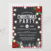 クリスマスパーティーストリングライト白黒赤緑 招待状 (正面)