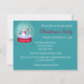 クリスマスパーティースノーグローブ雪だるま(鳥)ショウジョウコウカンチョウバード 招待状 (正面)