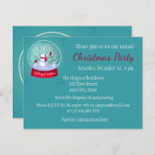 クリスマスパーティースノーグローブ雪だるま(鳥)ショウジョウコウカンチョウバード 招待状 (正面/裏面)