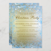 クリスマスパーティースノーフレークグリッタースパークルスター 招待状 (正面/裏面)