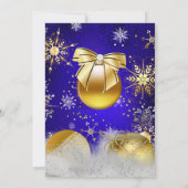 クリスマスパーティースノーフレーク王室のブルー金ゴールドバウブル 招待状 (裏面)