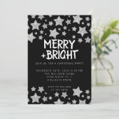 クリスマスパーティースパークルスターメリーズ明るい黒 招待状 (スタンド正面)