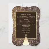 クリスマスパーティースパークル金ゴールド 招待状 (正面)