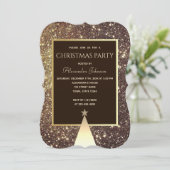 クリスマスパーティースパークル金ゴールド 招待状 (スタンド正面)