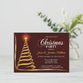 クリスマスパーティーダークレッド金ゴールドキラライトツリー 招待状 (スタンド正面)