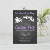 クリスマスパーティーチャルクボードサンタパープル 招待状 (スタンド正面)