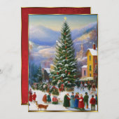 クリスマスパーティーツリーの人々が歌う 招待状 (正面/裏面)