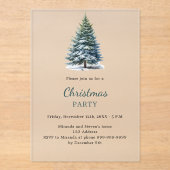 クリスマスパーティーツリーの雪手描き アクリル招待状 (正面)