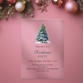 クリスマスパーティーツリーの雪手描き アクリル招待状