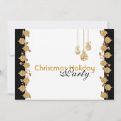 クリスマスパーティーツリーの飾り付け金ゴールド 招待状 (正面)