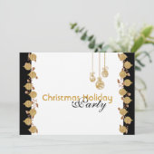 クリスマスパーティーツリーの飾り付け金ゴールド 招待状 (スタンド正面)