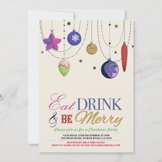 クリスマスパーティーツリーメリークリスマスフェスティバル招待状 招待状 (正面)