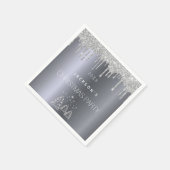 クリスマスパーティーディナー銀のグリッターの木の森 スタンダードカクテルナプキン (角)