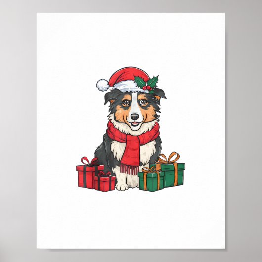 クリスマスパーティーデコレーションオーストラリア羊飼い犬Chri ポスター (正面)
