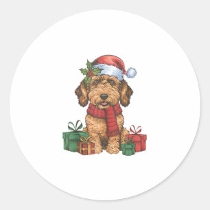 クリスマスパーティーデコレーションサンタラブラドードルドッグキリスト ラウンドシール