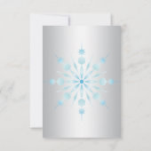 クリスマスパーティーデコールブルーシルバーブラックスノーフレーク 招待状 (裏面)