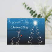クリスマスパーティートナカイの木ブルースカイ輝く星 出欠カード (スタンド正面)