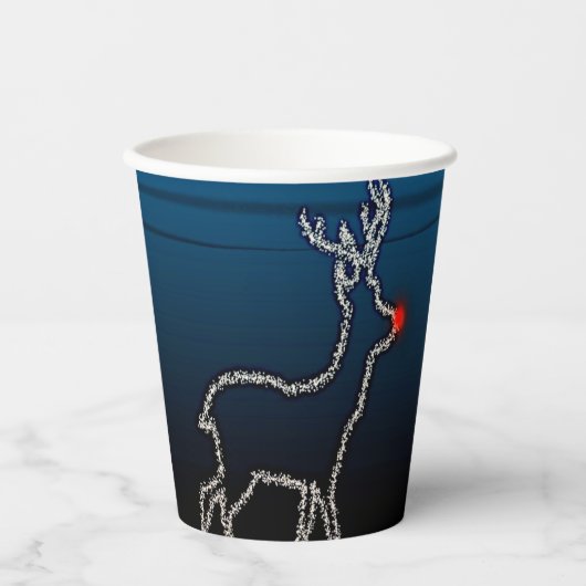 クリスマスパーティートナカイの木ブルースカイ輝く星 紙コップ (正面)