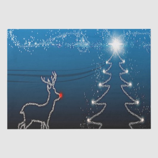 クリスマスパーティートナカイもみの木青空輝く星 薄葉紙 (正面)