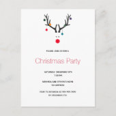 クリスマスパーティートナカイシンプルアの招待 ポストカード (正面)