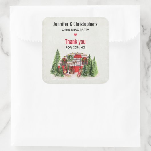 クリスマスパーティートレーラーキャンパーアウトドアジーテーマ スクエアシール (バッグ)