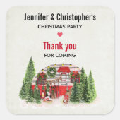 クリスマスパーティートレーラーキャンパーアウトドアジーテーマ スクエアシール (正面)