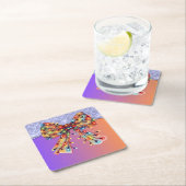 クリスマスパーティードリップきらきら光るフェスティバルメリークリスマスリグ スクエアペーパーコースター (インサイチュ)