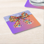クリスマスパーティードリップきらきら光るフェスティバルメリークリスマスリグ スクエアペーパーコースター (アングル)