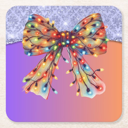 クリスマスパーティードリップきらきら光るフェスティバルメリークリスマスリグ スクエアペーパーコースター (正面)