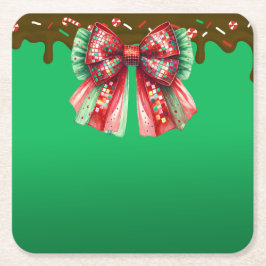 クリスマスパーティードリップきらきら光るフェスティバルメリークリスマスリグ スクエアペーパーコースター