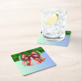 クリスマスパーティードリップきらきら光るフェスティバルメリークリスマスリグ スクエアペーパーコースター (インサイチュ)