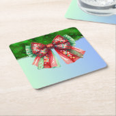 クリスマスパーティードリップきらきら光るフェスティバルメリークリスマスリグ スクエアペーパーコースター (アングル)