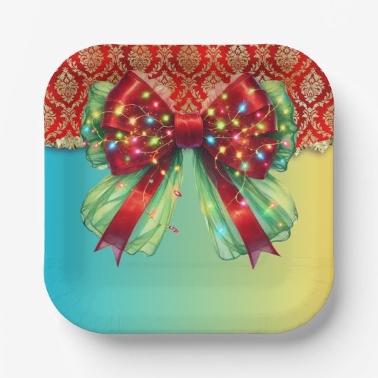 クリスマスパーティードリップきらきら光るフェスティバルメリークリスマスリグ ペーパープレート (正面)