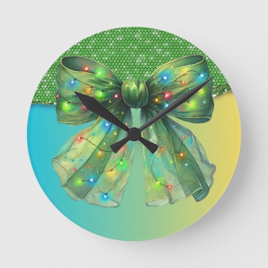 クリスマスパーティードリップきらきら光るフェスティバルメリークリスマスリグ ラウンド壁時計 (正面)