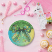 クリスマスパーティードリップきらきら光るメリークリスマスライトボウ ペーパープレート (パーティー)