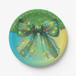 クリスマスパーティードリップきらきら光るメリークリスマスライトボウ ペーパープレート