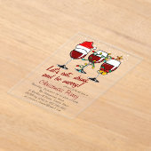 クリスマスパーティードリンクカクテルワイングラス アクリル招待状 (レイダウン)