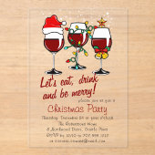 クリスマスパーティードリンクカクテルワイングラス アクリル招待状 (正面)