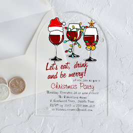 クリスマスパーティードリンクカクテルワイングラス アクリル招待状