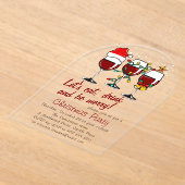 クリスマスパーティードリンクカクテルワイングラス アクリル招待状 (レイダウン)