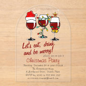 クリスマスパーティードリンクカクテルワイングラス アクリル招待状 (正面)