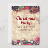 クリスマスパーティーナチュラルイルミネーション松ぼっくり 招待状 (正面)