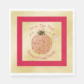 クリスマスパーティーナプキンスおもしろいレッドと金ゴールド スタンダードランチョンナプキン (正面)