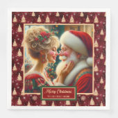 クリスマスパーティーナプキンズレッド金ゴールドグリーンサンタクロース (正面)