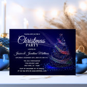 クリスマスパーティーネイビーブルートゥインクルライツスノーツリー 招待状